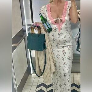Armas Lace Trim Maxi Dress Floral